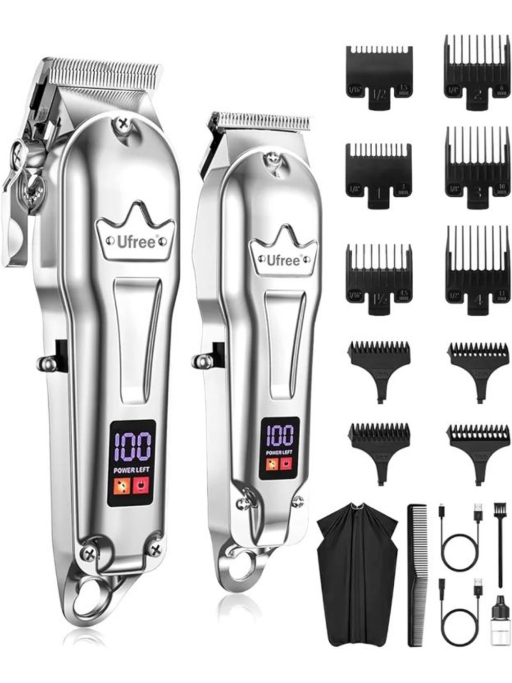 Silver Cordless Hair Clipper & Trimmer Kit - Silver